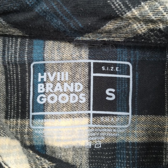 HVIII Brand Goods Shirt Mens Small Blue Plaid Flannel Long Sleeve Button Front - Picture 2 of 8